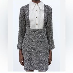 Zara Elegant Tweed Dress